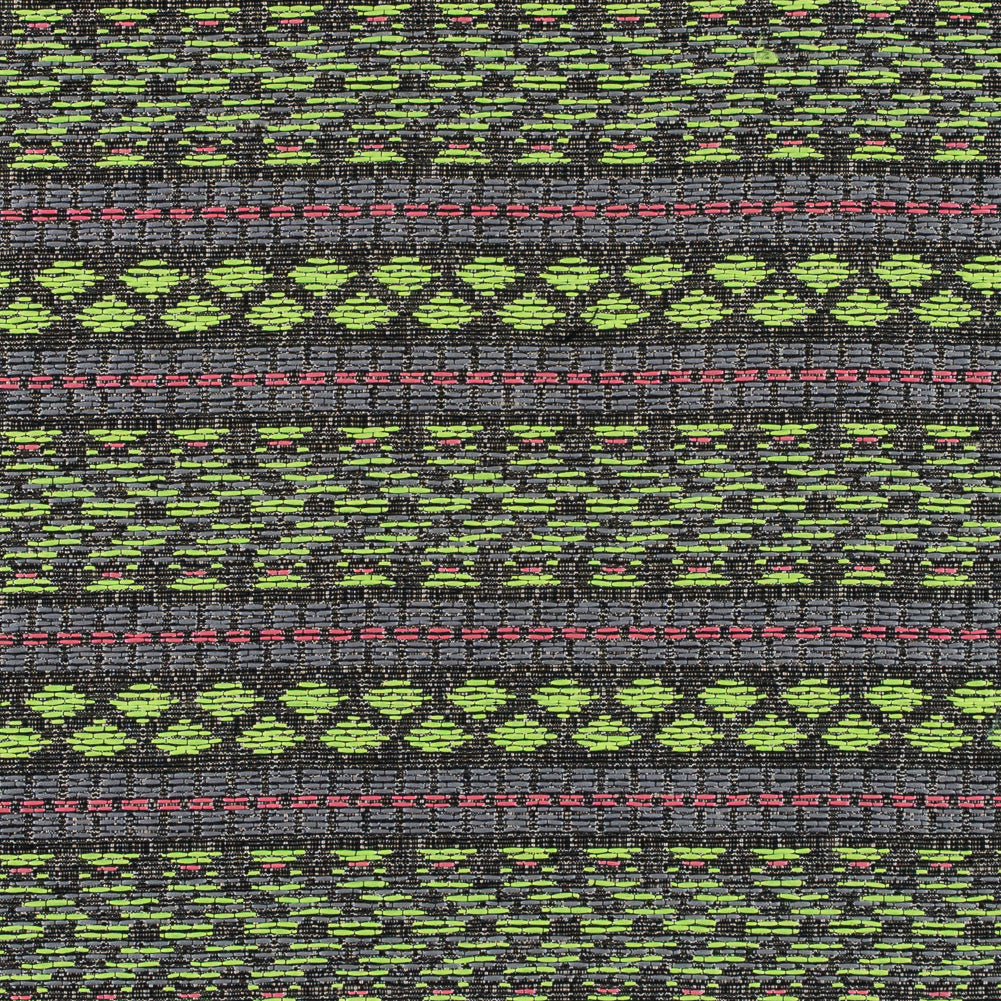 Fluorescent Green and Lady Pink Tribal Jacquard