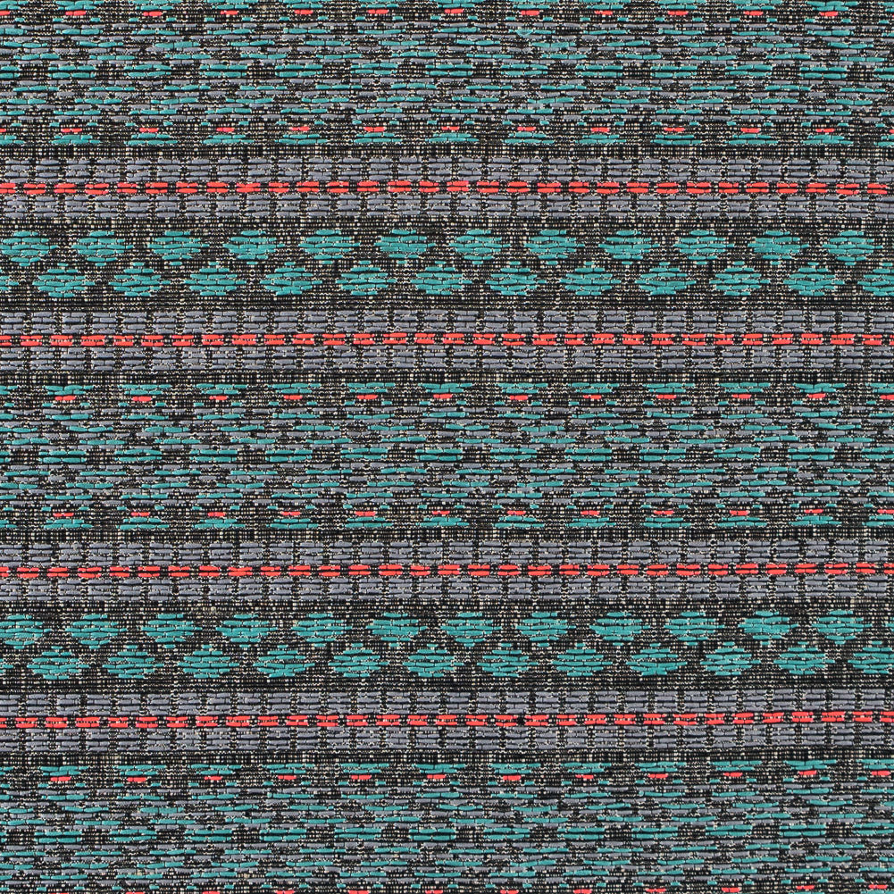 Sea Green and Fluorescent Pink Tribal Jacquard