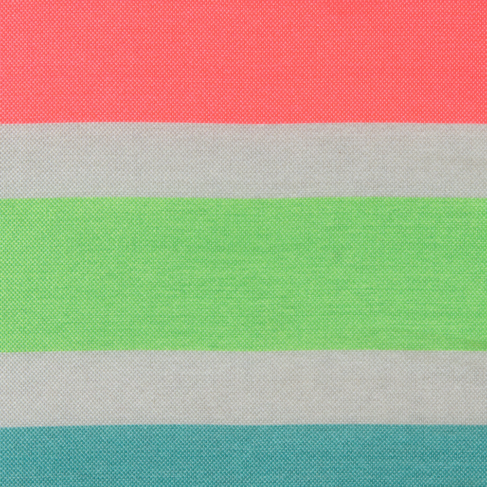 Neon Pink and Sea Green Striped Taffeta