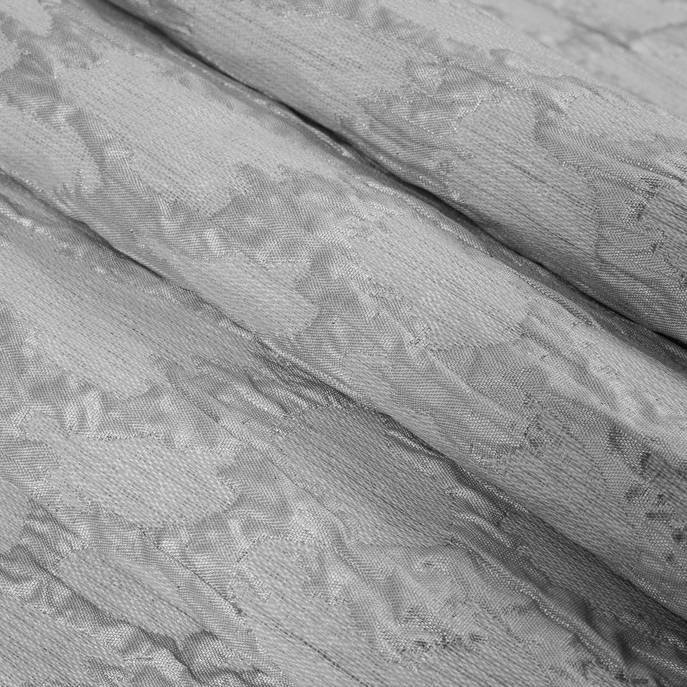 Metallic Silver/Blanc de Blanc Abstract Polyester Brocade/Jacquard