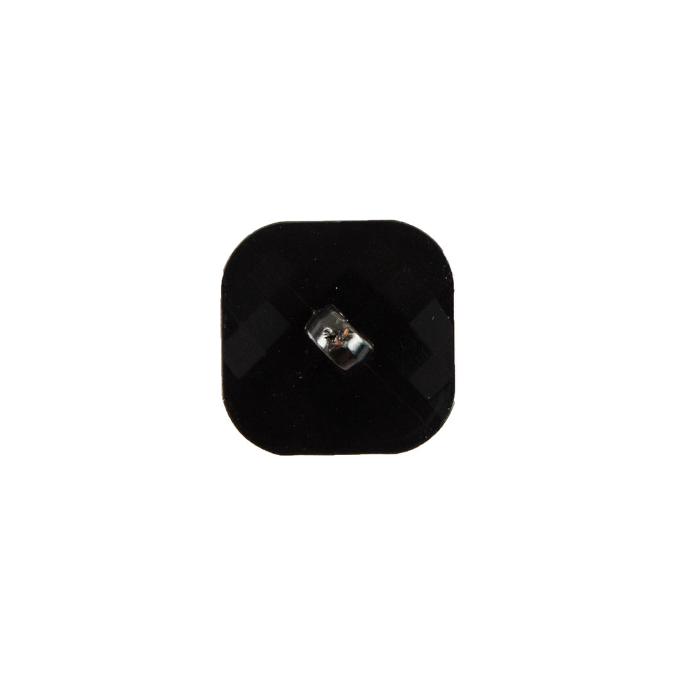 Faceted Square Gunmetal Plastic Button - 24L/15mm