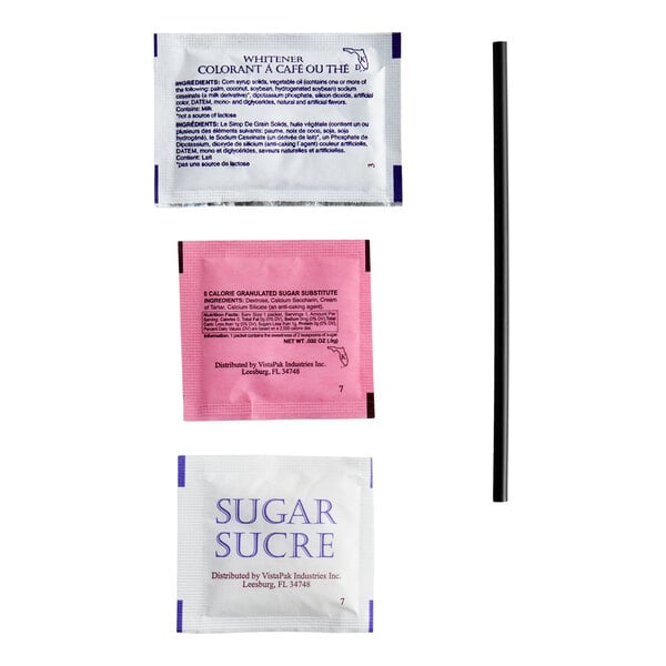 Single Serving Hot Beverage Condiment Kit with Clear Packaging - 500/Case