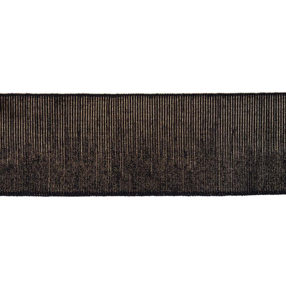 Metallic Gold and Black Elastic - 2"