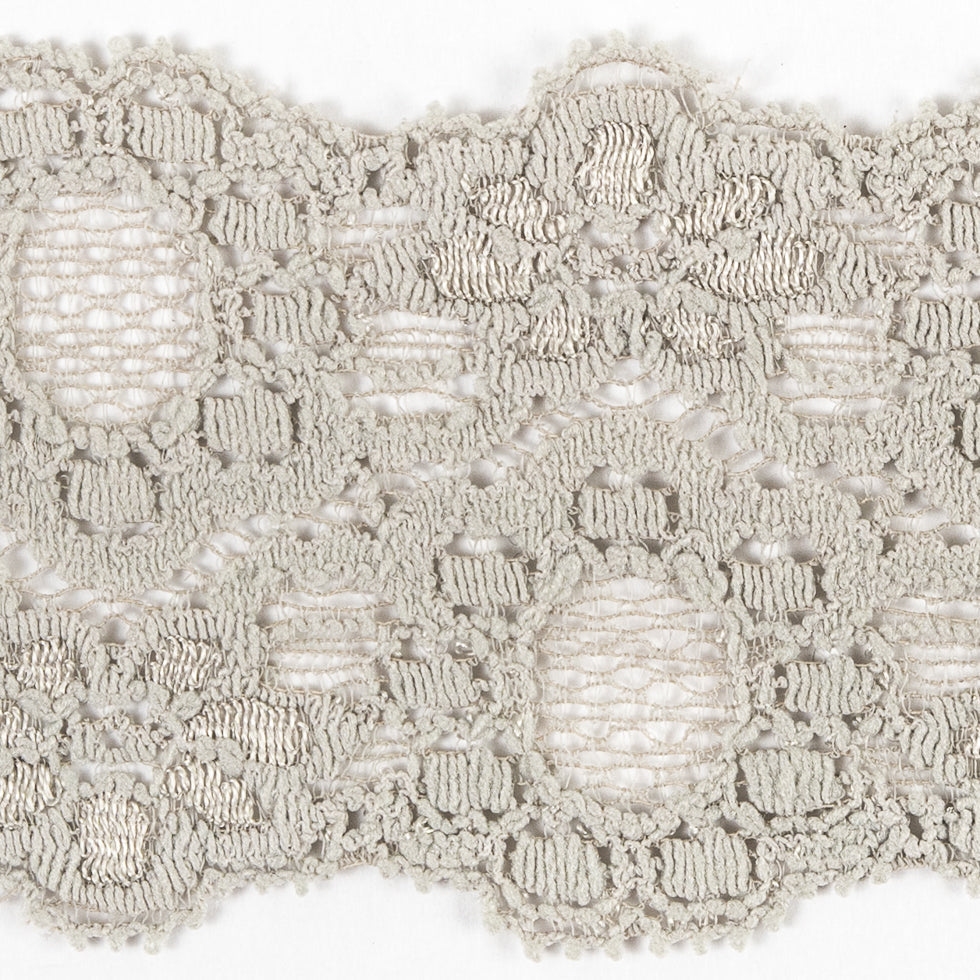 Gray Stretch Lace Trim - 2.25"
