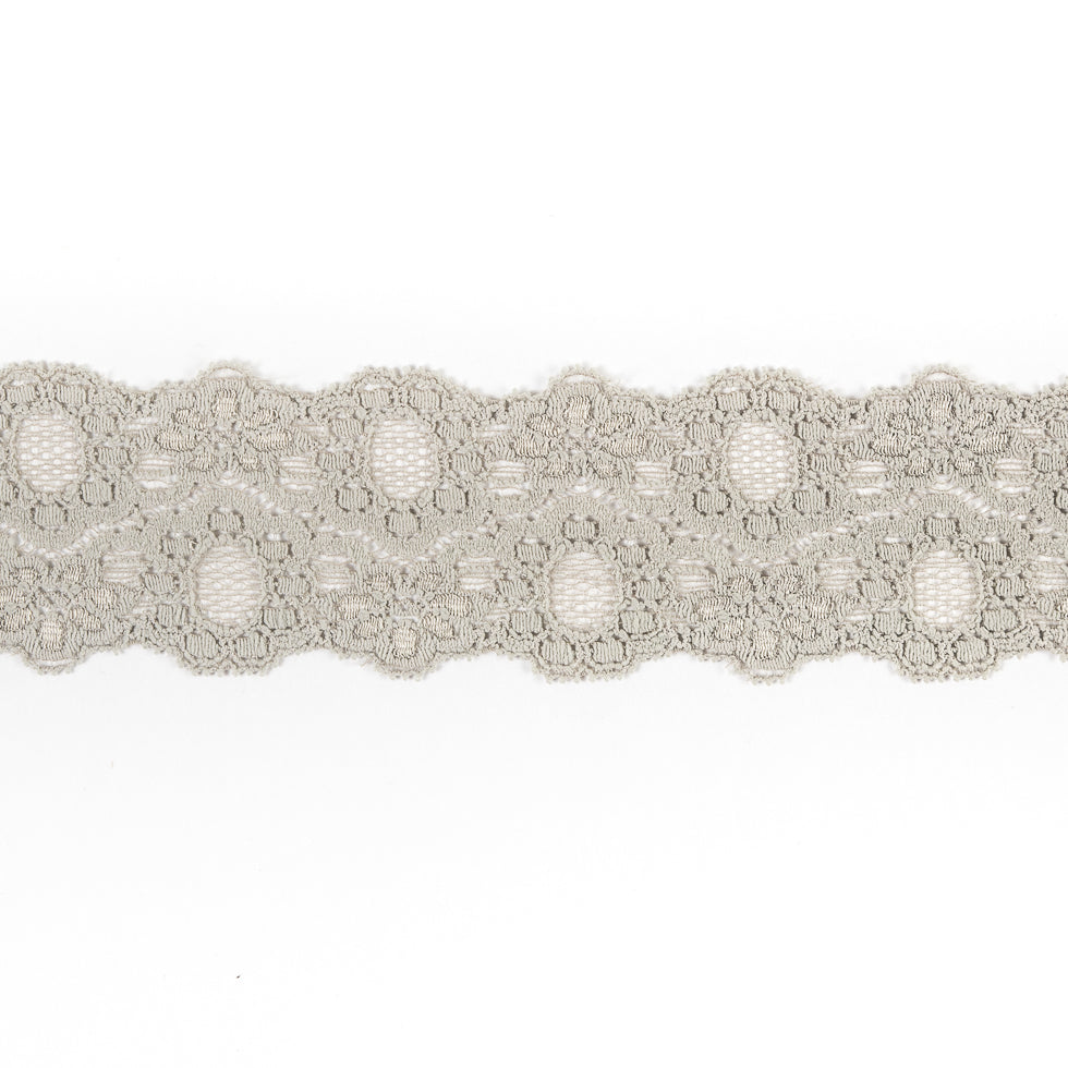 Gray Stretch Lace Trim - 2.25"