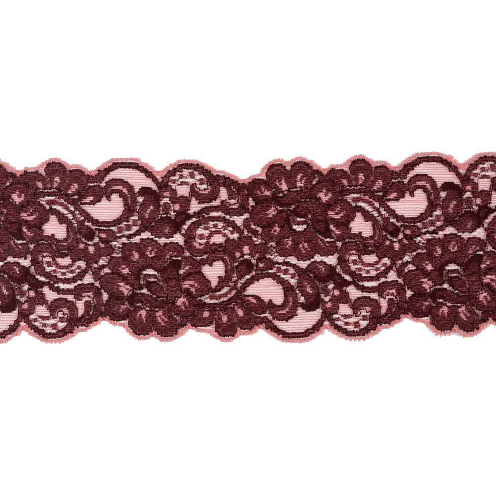 Deco Rose and Peony Stretch Lace Trimming - 3.5"