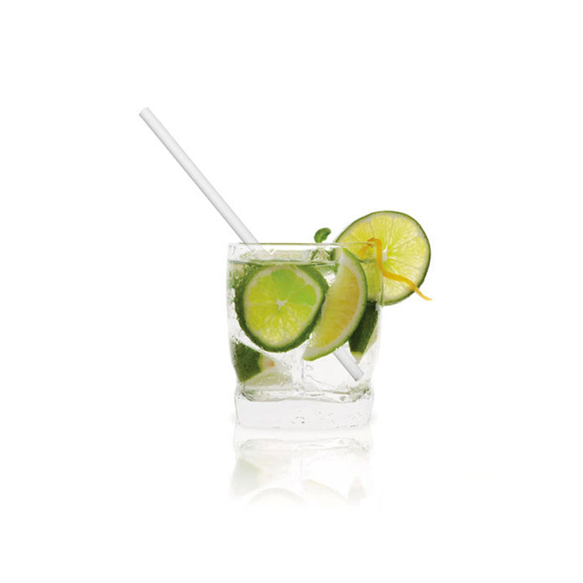 Packnwood Durable Unwrapped Solid White Paper Straws, .2" Dia. x 7.75", Case of 3000