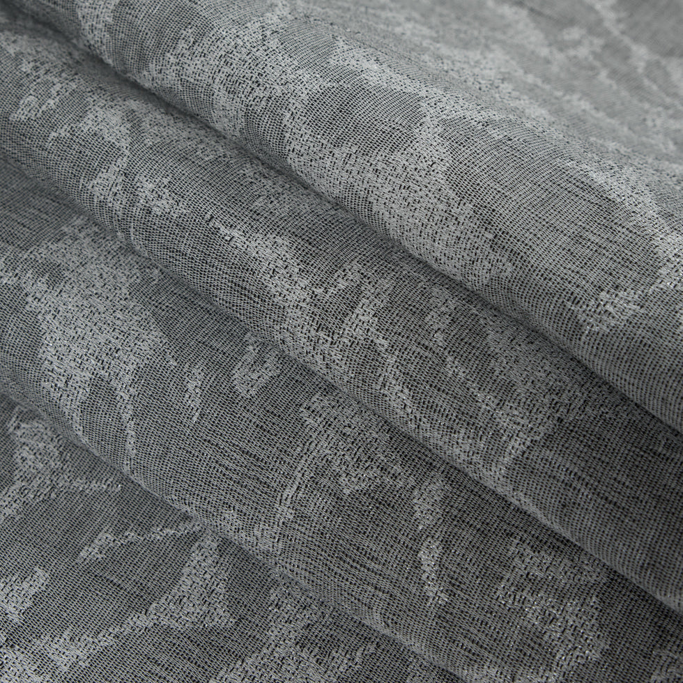 Metallic Griffin Gray Foliage Brocade