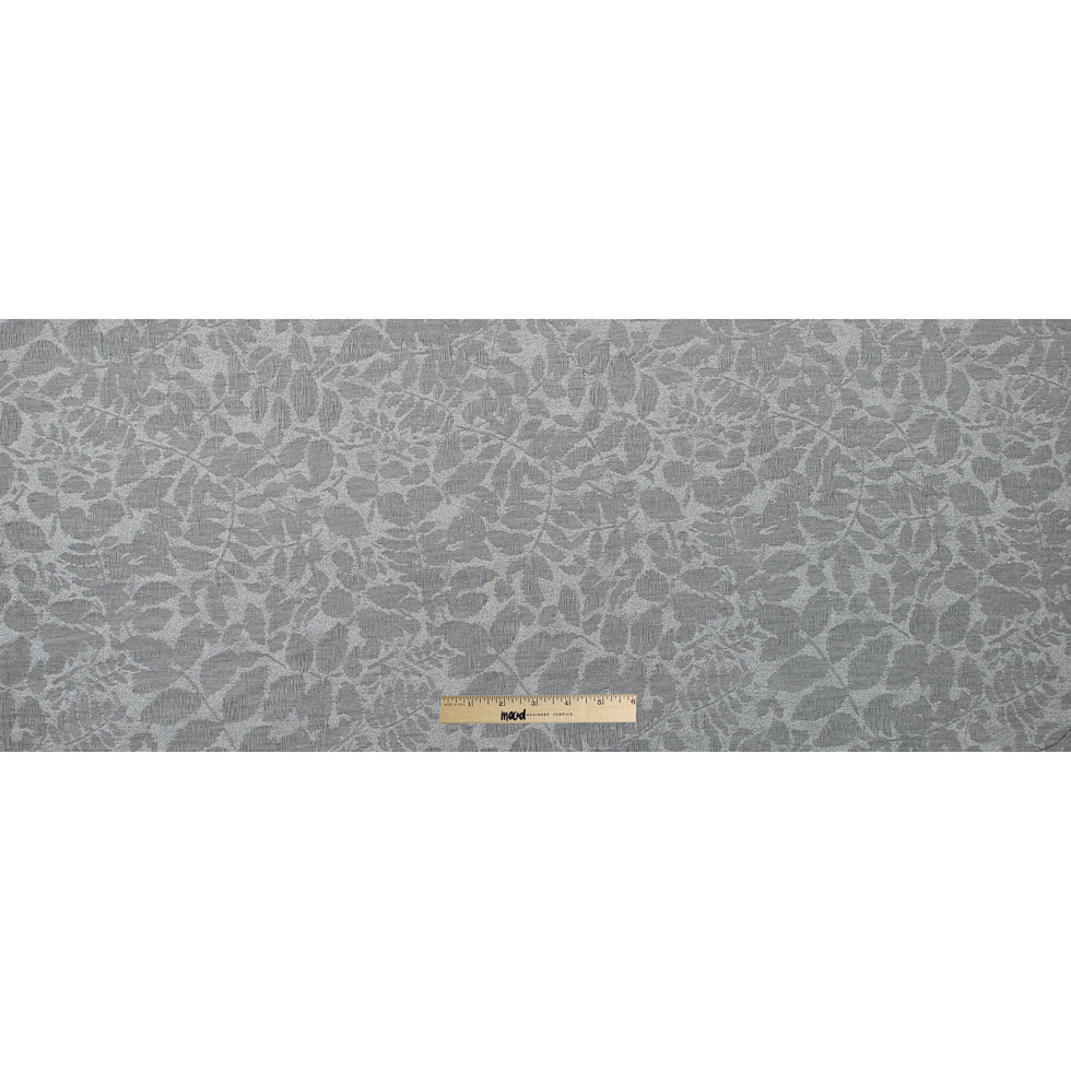 Metallic Griffin Gray Foliage Brocade