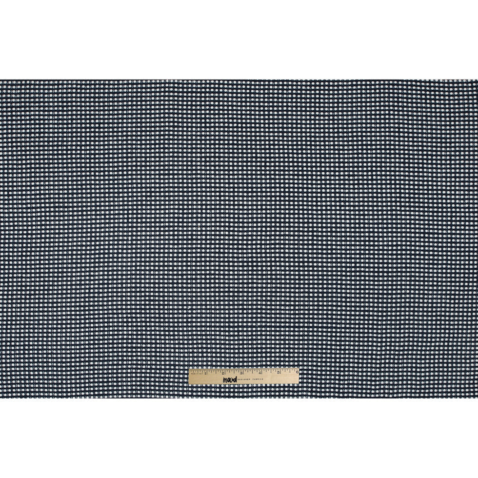 White/Navy Checkered Loosely Woven Novelty Tweed