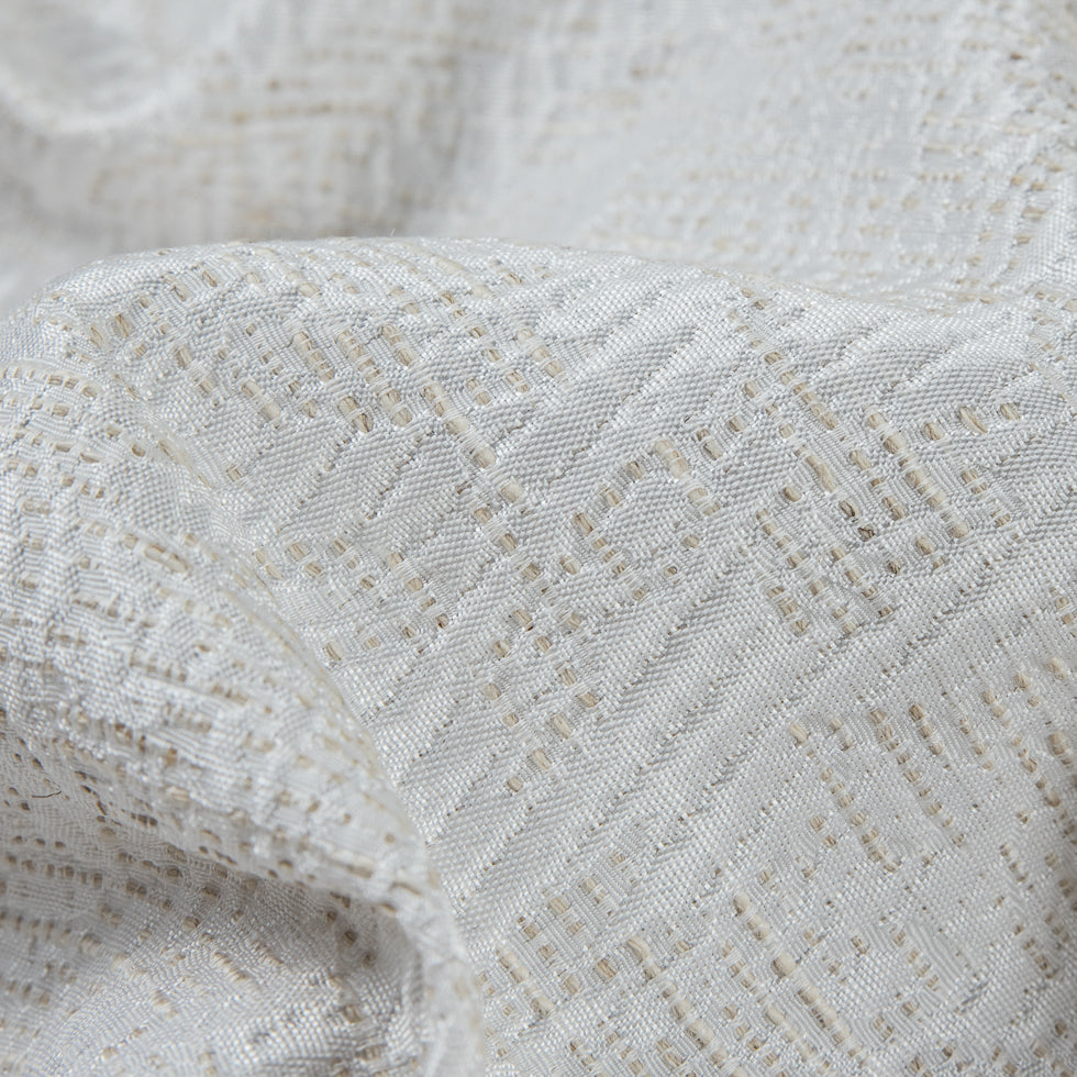 Metallic Blanc de Blanc/Seedpearl Abstract Cotton Polyester Brocade