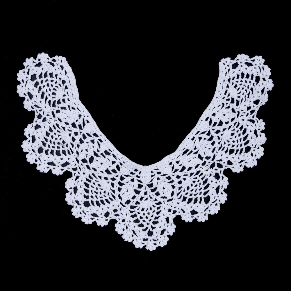 White Cotton Crochet Neck Applique - 8"