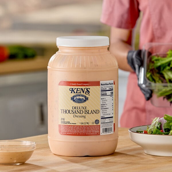Ken's Foods 1 Gallon Deluxe Thousand Island Dressing - 4/Case