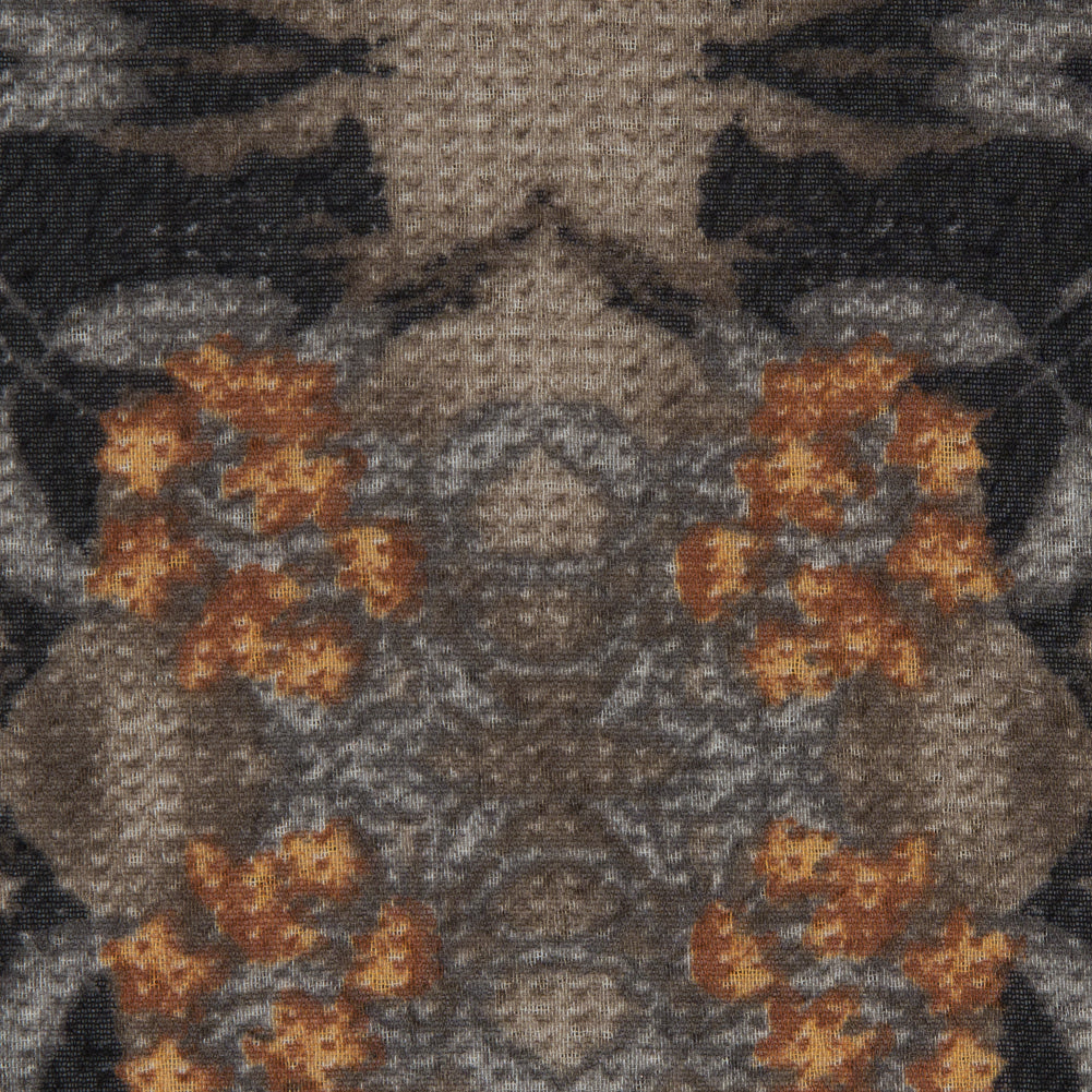 Beige Kaleidoscopic Printed Polyester Chiffon