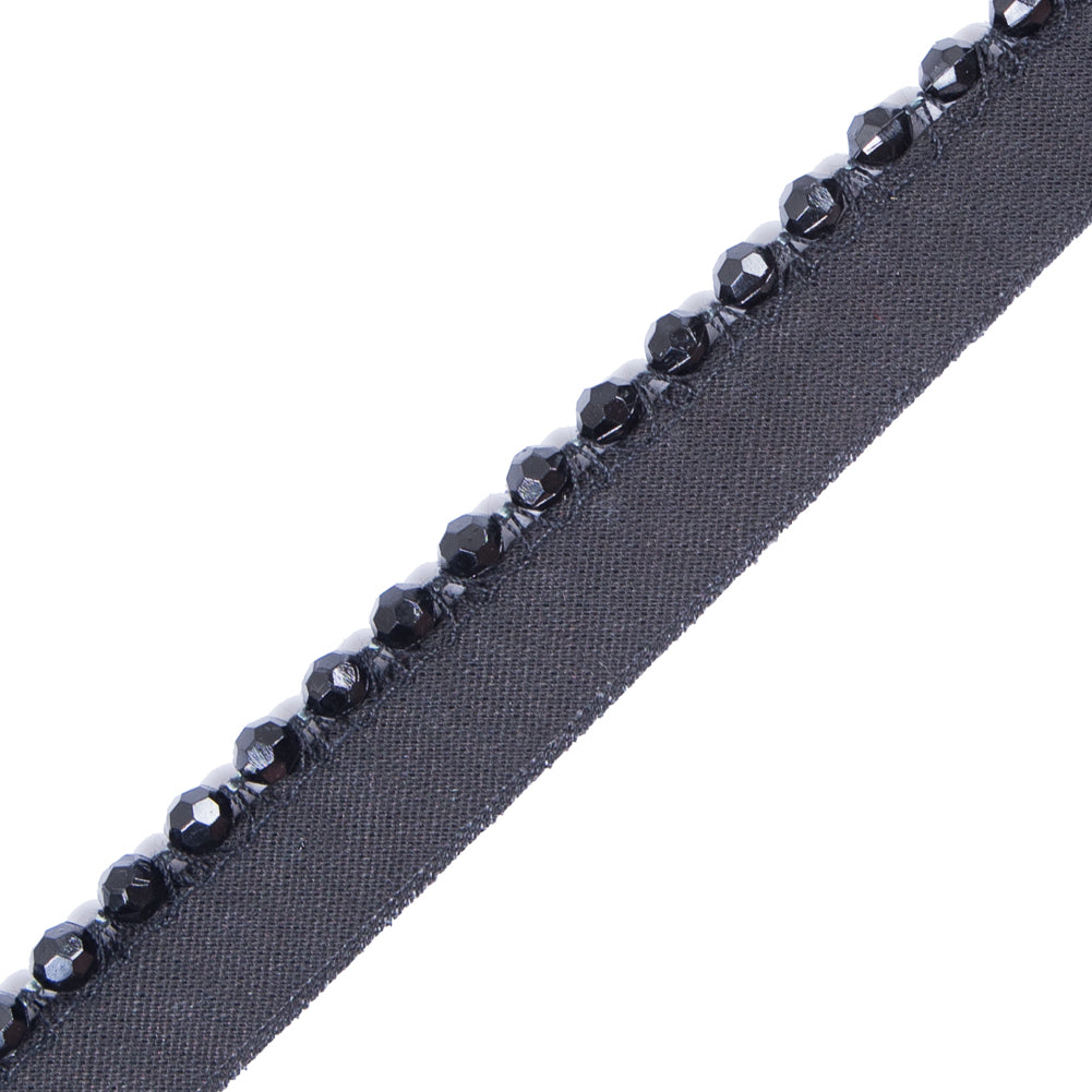 Black Beaded Trim with Lip - 1/2"