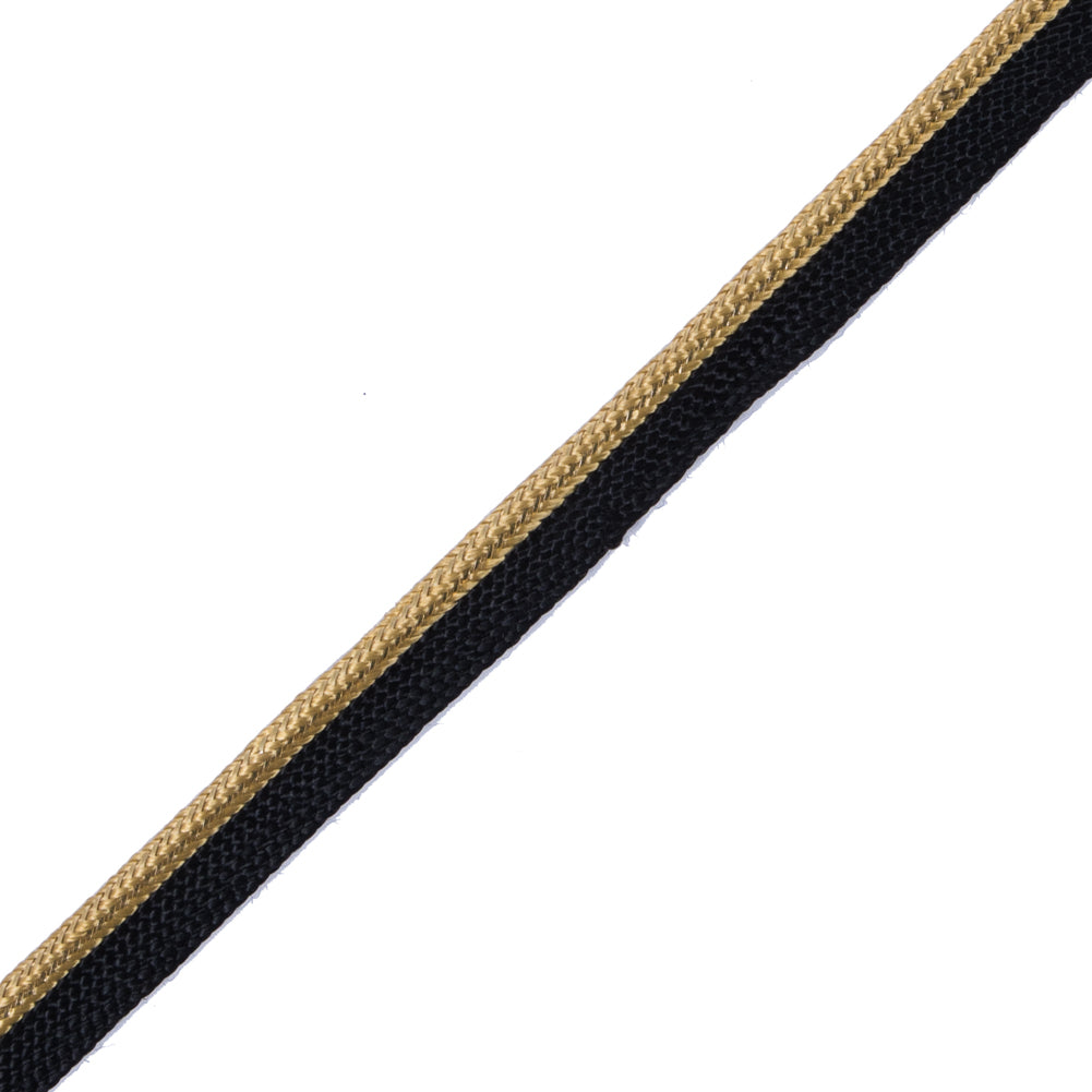 Gold Cord with Black Lip - 0.375"