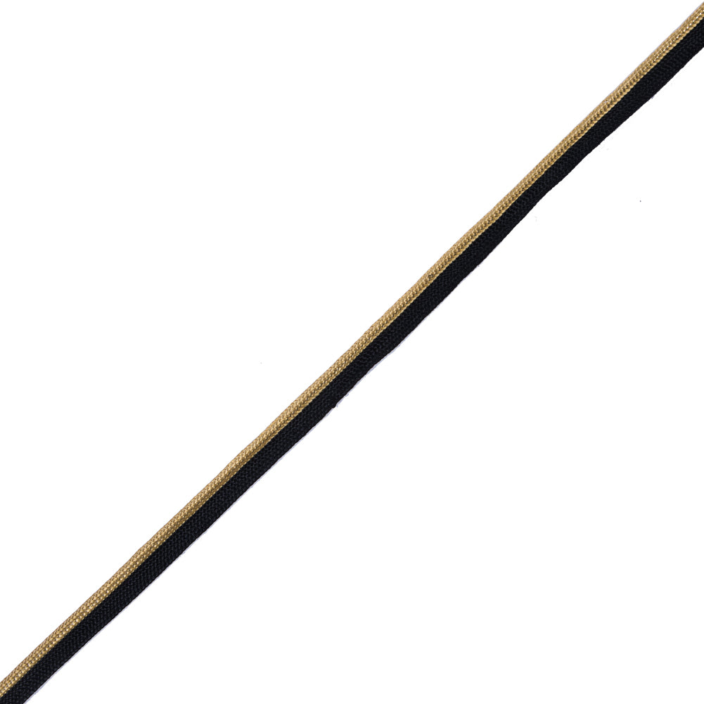 Gold Cord with Black Lip - 0.375"