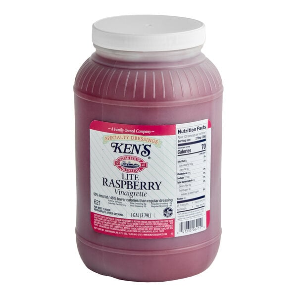 Ken's Foods 1 Gallon Lite Raspberry Vinaigrette Dressing - 4/Case