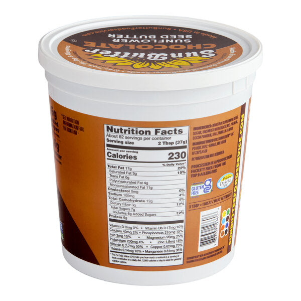 SunButter Chocolate Sunflower Butter Spread 5 lb. - 2/Case
