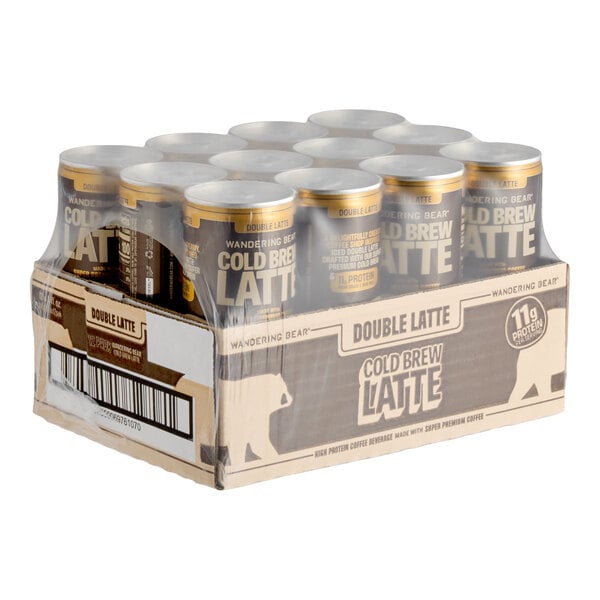 Wandering Bear Double Latte High Protein Cold Brew Coffee 8 fl. oz. - 12/Case