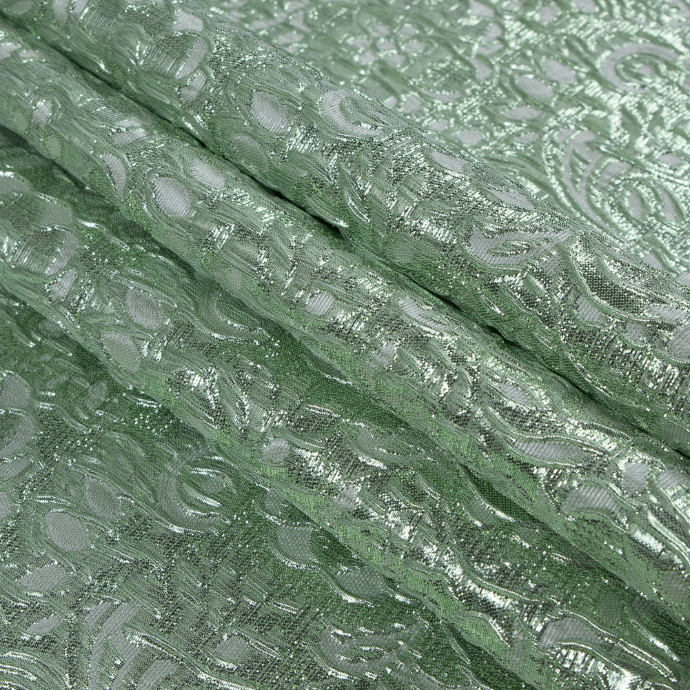 Mint Metallic Floral Brocade