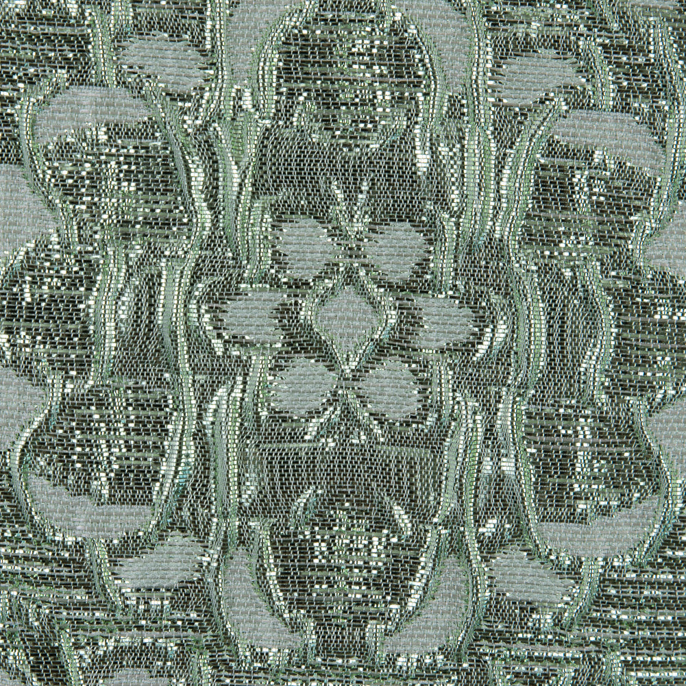 Mint Metallic Floral Brocade