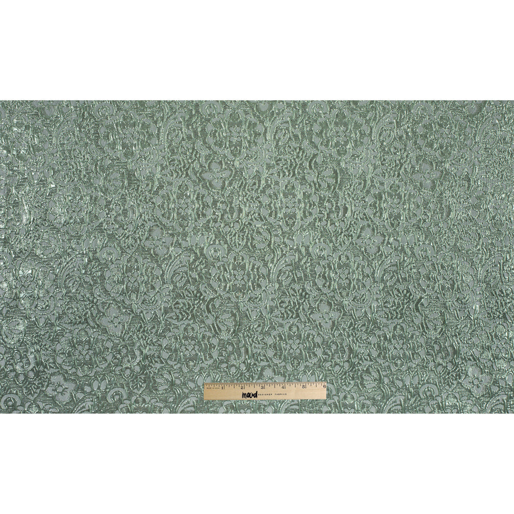 Mint Metallic Floral Brocade