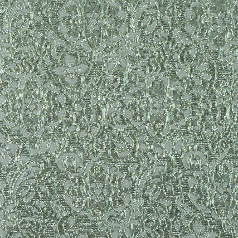Mint Metallic Floral Brocade
