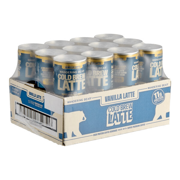 Wandering Bear Vanilla Latte High Protein Cold Brew Coffee 8 fl. oz. - 12/Case