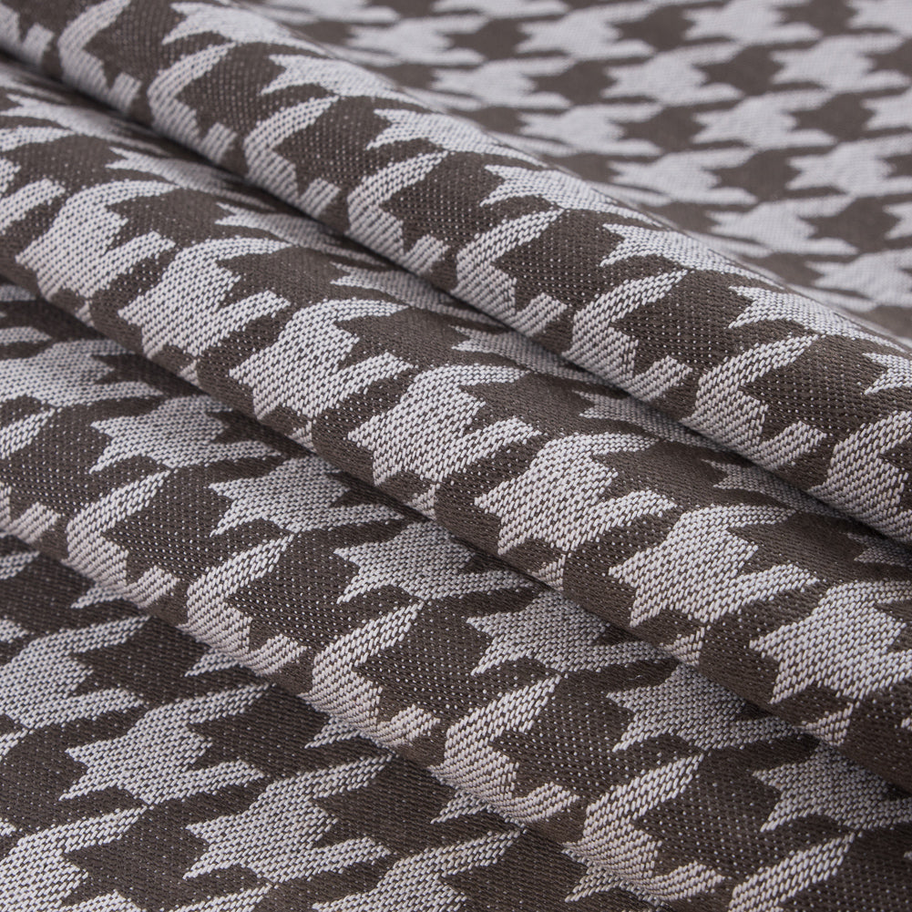 Brown/Ivory Houndstooth Cotton Twill