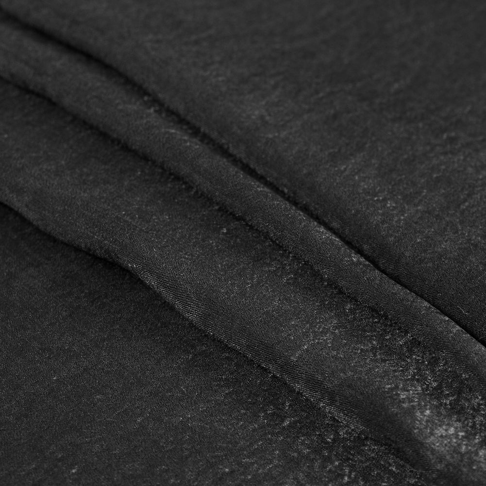Italian Black Dyed Washed Polyester Dobby