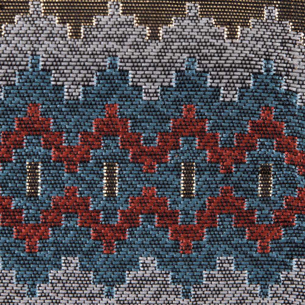 Italian Metallic Gold, Orange and Blue Geometric Brocade