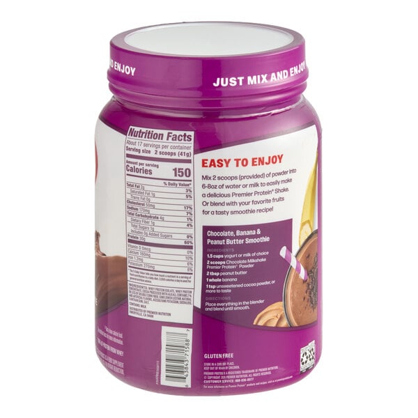 Premier Protein Chocolate Milkshake Protein Powder 24.5 oz. - 3/Case