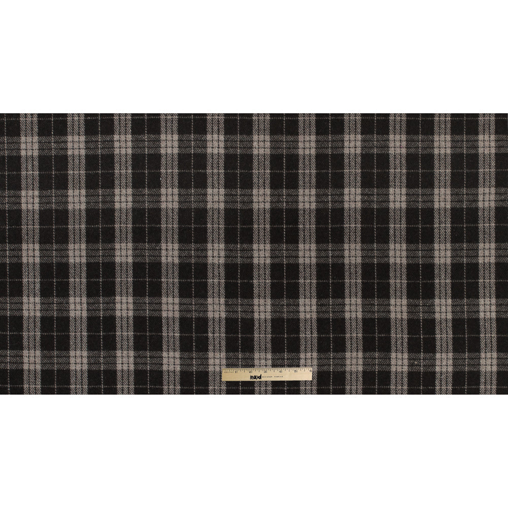 Italian Turkish Coffee Tartan Plaid Blended Wool Fleece Coating