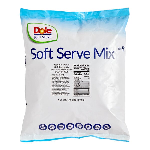DOLE SOFT SERVE Peach Soft Serve Mix 4.4 lb. - 4/Case