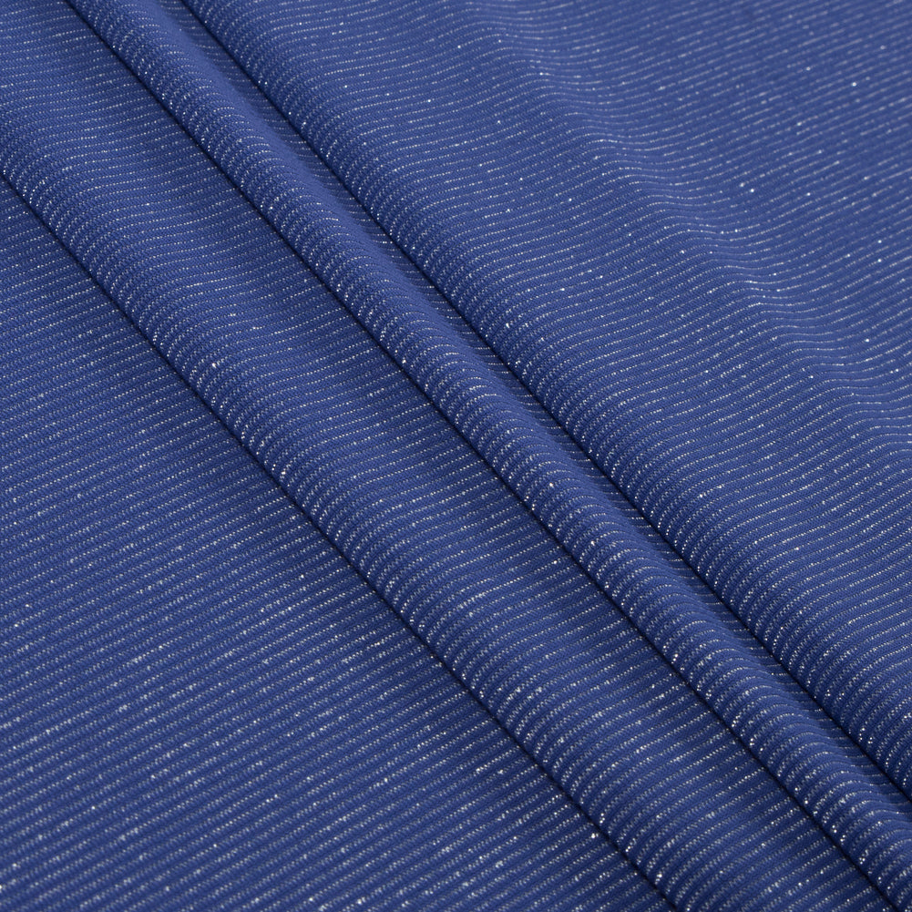 Violet and Metallic Silver Striped Stretch Nylon Jersey