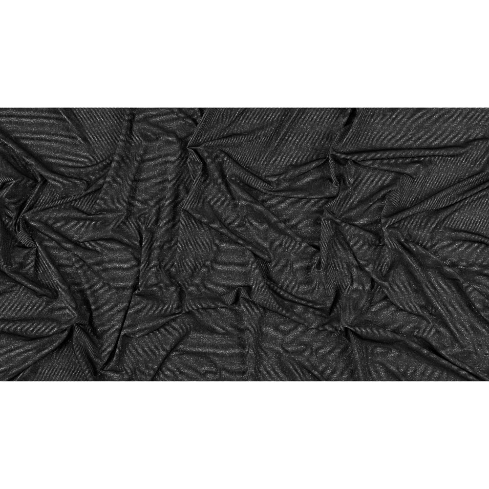 Black and Metallic Silver Striped Stretch Nylon Jersey