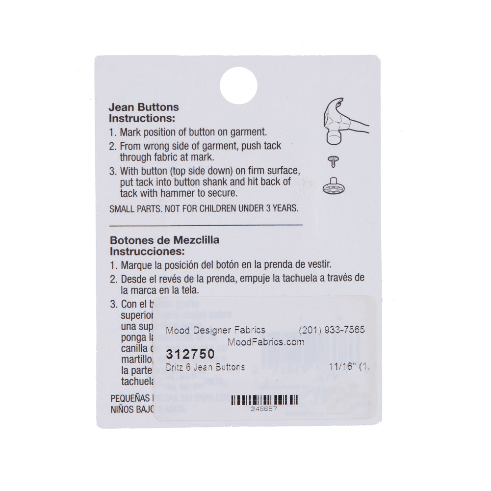 Dritz Gold Jean Buttons - 6 ct