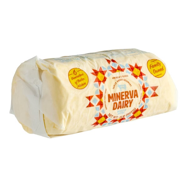 Minerva Dairy 2 lb. Unsalted Authentic Amish Roll Butter - 6/Case
