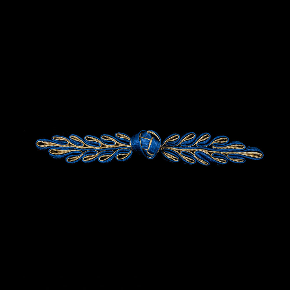 Royal Blue and Gold Frog Closure - 5" x .75"