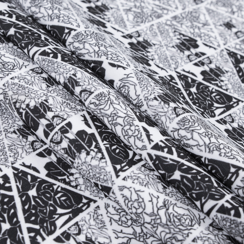 Floral Triangles Digitally Printed on Stretch Neoprene/Scuba Knit