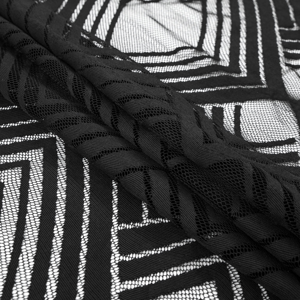 Black Geometric Fringe Panel