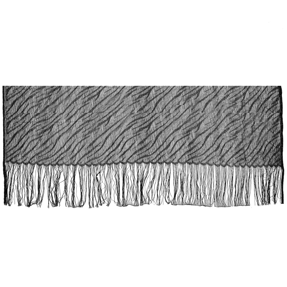 Black and Metallic Silver Fringe Panel