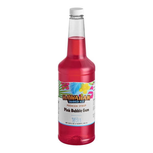 Hawaiian Shaved Ice Pink Bubble Gum Snow Cone Syrup 32 fl. oz.