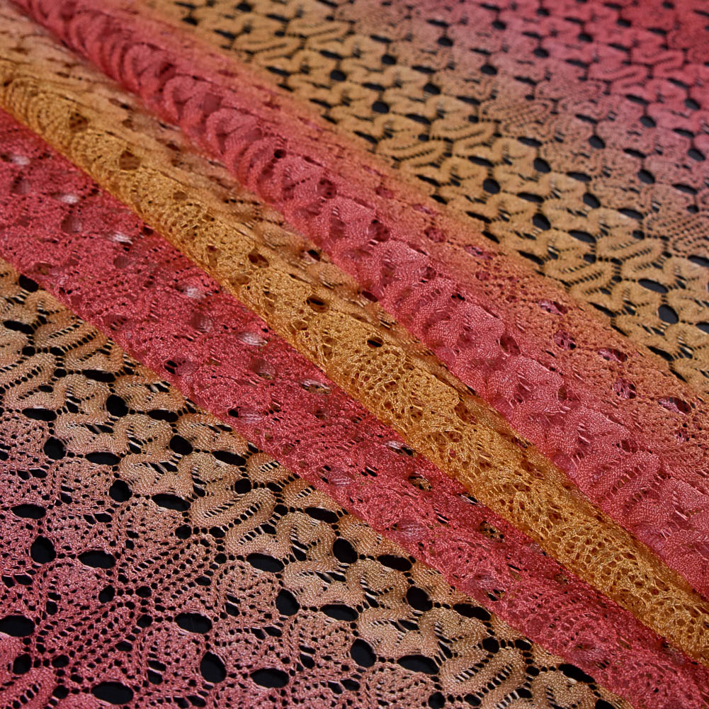Raschel Lace - Hot Coral and Pale Marigold Ombre