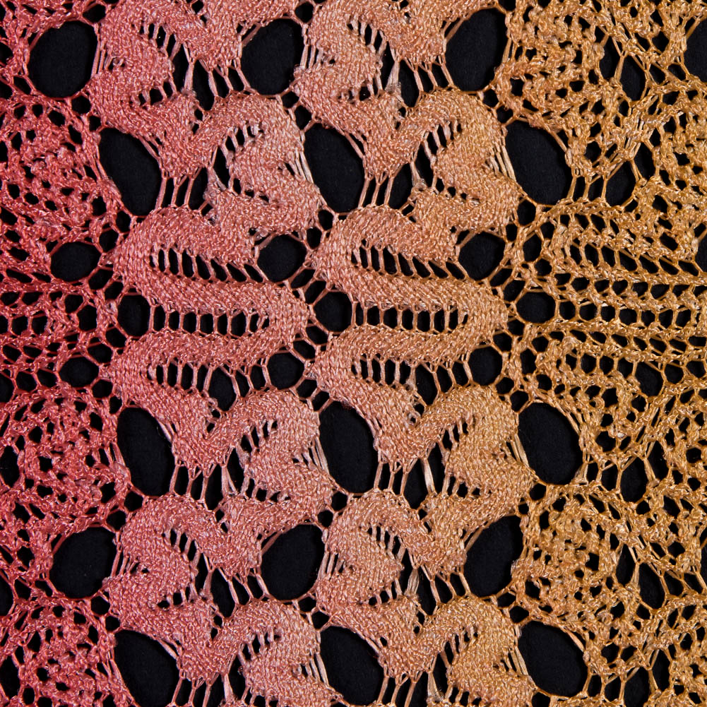 Raschel Lace - Hot Coral and Pale Marigold Ombre