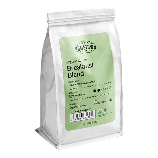 Hometown Provisions Organic Breakfast Blend Whole Bean Coffee 2 lb. - 5/Case