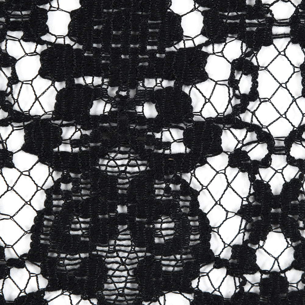 Black Floral Cotton and Polyester Lace