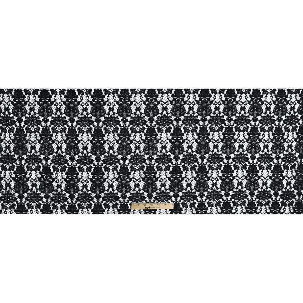 Black Floral Cotton and Polyester Lace