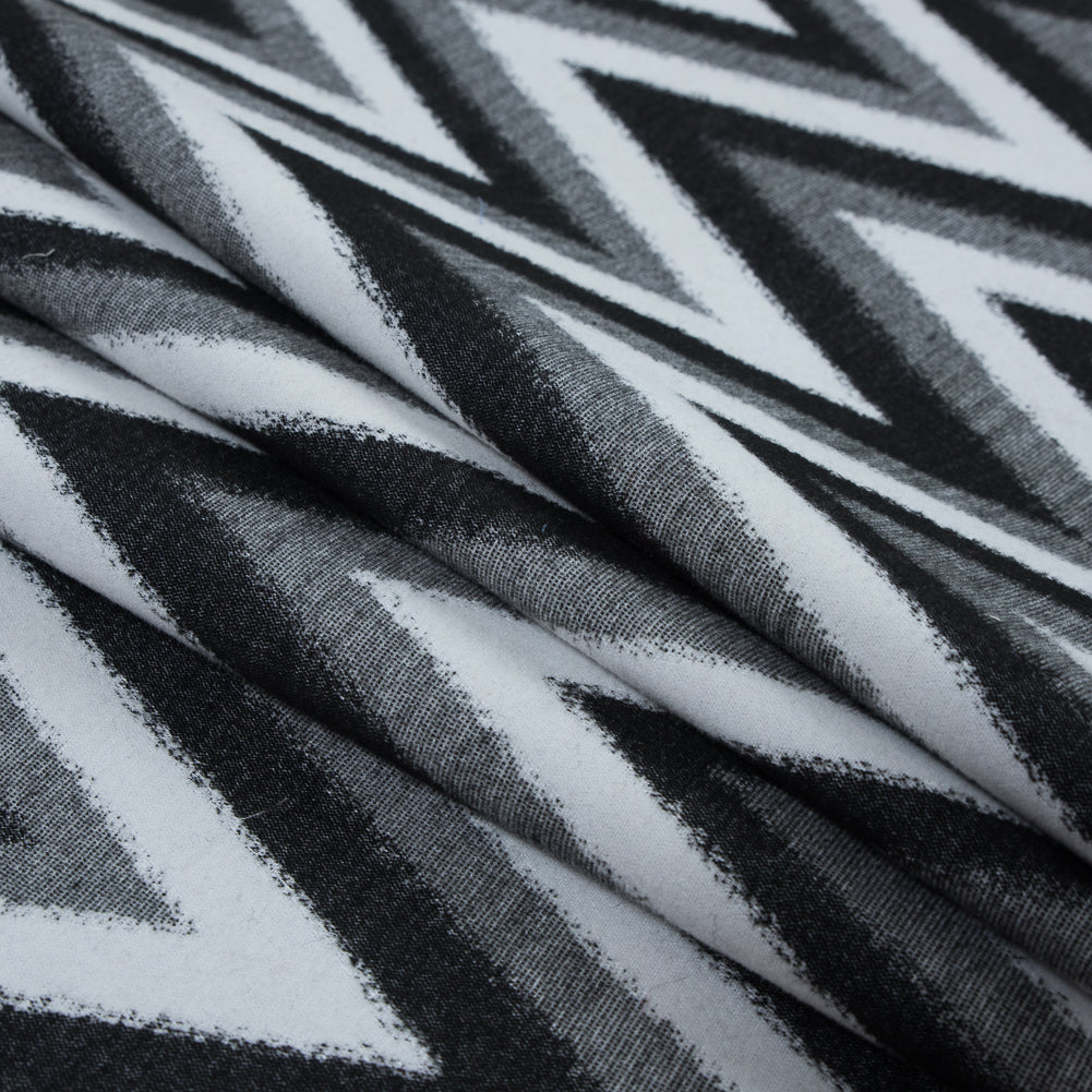 Italian Black, Gray and White Zig Zag Brushed Woven